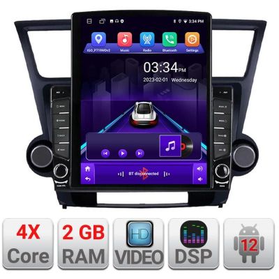 Navigatie Toyota Highlander 2007-2013 ecran tip TESLA 9.7" cu Android Radio Bluetooth Internet GPS WIFI 2+32 DSP Quad