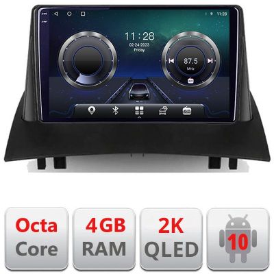 Navigatie Renault Megane 2 C-098 Android Octa Core Ecran 2K QLED GPS 4G 4+32GB 360 KIT-098+EDT-E409-2K