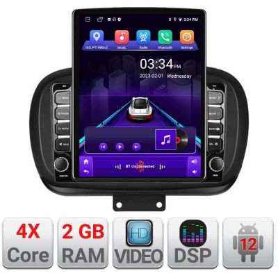 Navigatie Fiat 500 2014- K-539 ecran tip TESLA 9.7" cu Android Radio Bluetooth Internet GPS WIFI 2+32 DSP Quad Core