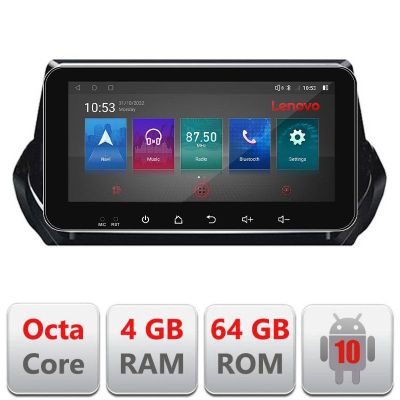 Navigatie Peugeot 2008 2020- Android radio gps internet Octa Core 4+64 LTE ecran de 10.33' wide Kit-209-2020+EDT-E511-PRO