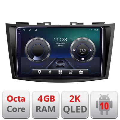 Navigatie Suzuki Swift 2010-2017 C-179 Android Octa Core Ecran 2K QLED GPS 4G 4+32GB 360 KIT-179+EDT-E409-2K