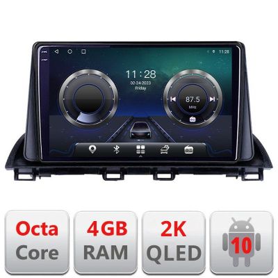 Navigatie Mazda 3 2014-2019 C-463 Android Octa Core Ecran 2K QLED GPS 4G 4+32GB 360 KIT-463+EDT-E409-2K