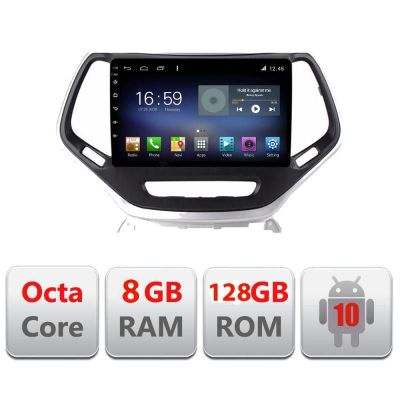 Navigatie Jeep Cherokee 2014-2019 Manual F-248 Octa Core cu Android Radio Bluetooth Internet GPS WIFI DSP 8+128GB 4G