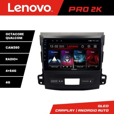 Navigatie Mitsubishi Outlander 2010 Lenovo Kit-056 8 core QLED 2K 4+64 360 Android Waze USB Navigatie Internet Youtube Radio v2