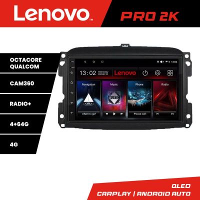 Navigatie Fiat 500 2015-2021 Lenovo Kit-500new 8 core QLED 2K 4+64 360 Android Waze USB Navigatie Internet Youtube Radio