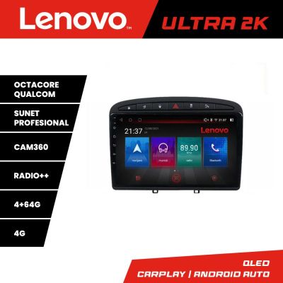 Navigatie Peugeot 308 Quad Core Lenovo Kit-038 8 core QLED Qualcomm 4+64 360 Android Waze USB Navigatie Internet Youtube Radio