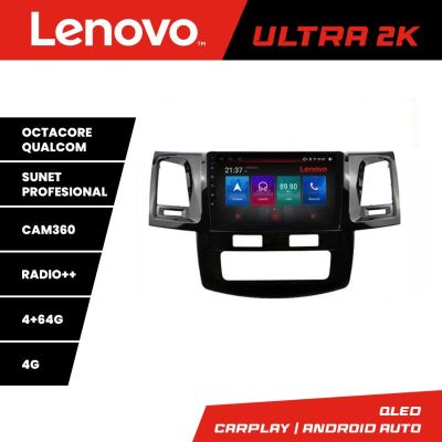 Navigatie Toyota Hilux 2008-2014 Lenovo Kit-143 8 core QLED Qualcomm 4+64 360 Android Waze USB Navigatie Internet Youtube Radio