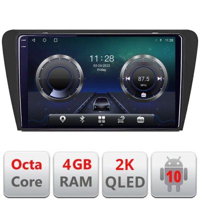 Navigatie Skoda Octavia 2014-2020 Manual C-279 Android Octa Core Ecran 2K QLED GPS 4G 4+32GB 360 KIT-279+EDT-E410-2K