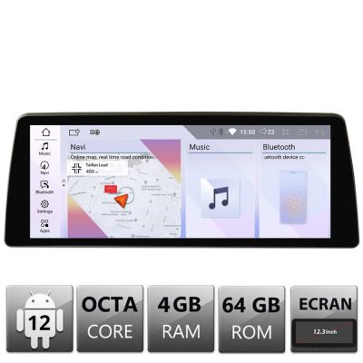 Navigatie BMW Seria 5 E60 2006-2012 cu ecran CIC Android ecran 12.3" 4+64 4G BT