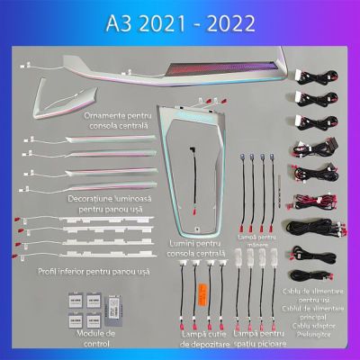 Lumini ambientale Audi A3 2021-2022  set complet control telefon sau sistem original