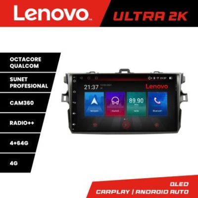 Navigatie Toyota Corolla Lenovo Kit-063 8 core QLED Qualcomm 4+64 360 Android Waze USB Navigatie Internet Youtube Radio