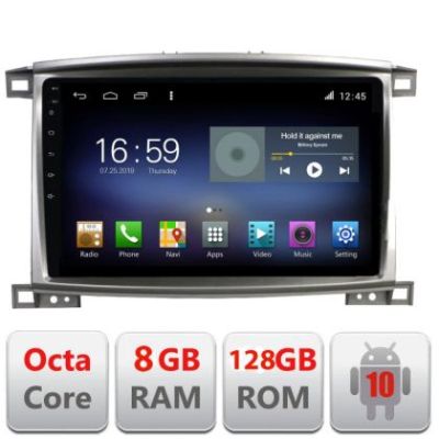 Navigatie Toyota Land Cruiser L100 2002-2008 F-L100 Octa Core cu Android Radio Bluetooth Internet GPS WIFI DSP 8+128GB