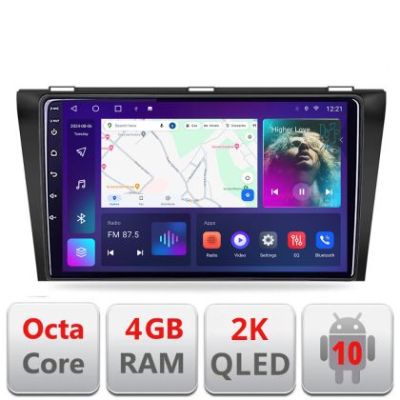 Navigatie Mazda 3 2009-2014 C-034 Android Octa Core Ecran 2K QLED GPS 4G 4+32GB 360 KIT-034+EDT-E409-2K