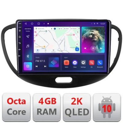 Navigatie HHyundai I10 2007-2013 Android ecran Qled 2K Octa core 4+32 KIT-i10-2007+EDT-E409-2K