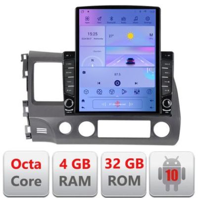 Navigatie Honda Civic 2005-2011 H-044 ecran tip TESLA 9.7" cu Android Radio Bluetooth Internet GPS WIFI 4+32GB DSP 4G