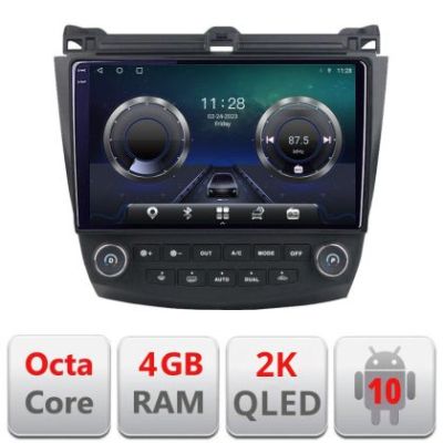 Navigatie Honda Accord 2004-2008 C-accord Android Octa Core Ecran 2K QLED GPS 4G 4+32GB 360 KIT-ACCORD+EDT-E410-2K