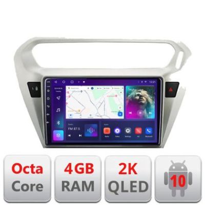 Navigatie Peugeot 301 Citroen C-Elisee C-301 Android Octa Core Ecran 2K QLED GPS 4G 4+32GB 360 KIT-301+EDT-E409-2K v1