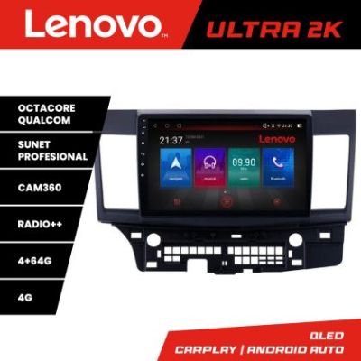 Navigatie Mitsubishi Lancer Lenovo Kit-037 8 core QLED Qualcomm 4+64 360 Android Waze USB Navigatie Internet Youtube Radio