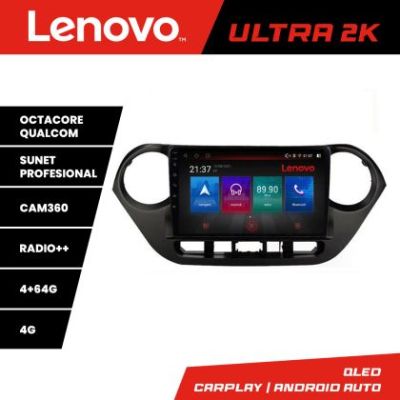 Navigatie Hyundai I10 2013-2019 Lenovo Kit-HY38 8 core QLED Qualcomm 4+64 360 Android Waze USB Navigatie Internet Youtube Radio