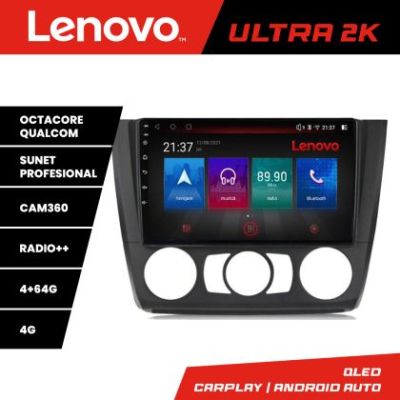 Navigatie BMW Seria 1 E87 2007-2011 clima manuala Lenovo Kit-bmw117-manual 8 core QLED Qualcomm 4+64 360 Android Waze USB Navigatie Internet Youtub