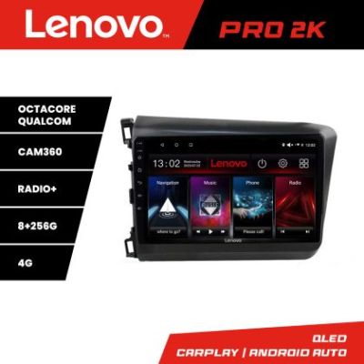 Navigatie Honda Civic 2012-2015 Lenovo Kit-132 8 core QLED 2K 8+256 360 Android Waze USB Navigatie Internet Youtube Radio