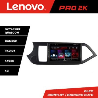 Navigatie Kia Picanto 2011-2015 Lenovo Kit-217 8 core QLED 2K 4+64 360 Android Waze USB Navigatie Internet Youtube Radio