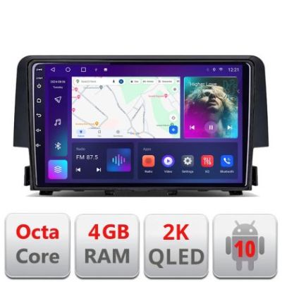 Navigatie Honda Civic 2016-2020 C-669 Android Octa Core Ecran 2K QLED GPS 4G 4+32GB 360 KIT-669+EDT-E409-2K