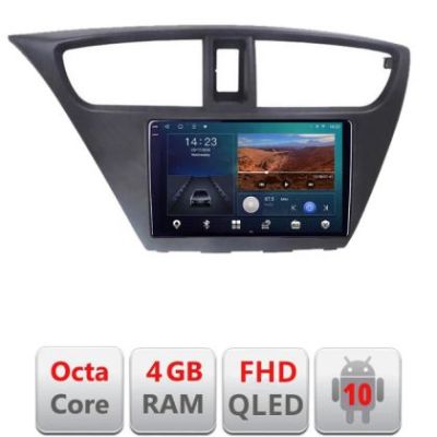 Navigatie Honda Civic 2012-2016 B-CIVIC Android Ecran QLED octa core 4+64 carplay android auto KIT-civic+EDT-E309V3+ctsho006.2+ctmultilead.2+cab-