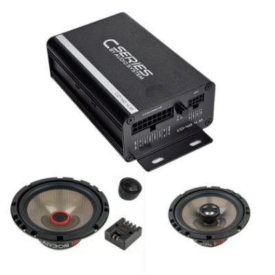 Pachet difuzoare component 4X40W fata + spate,  cu amplificator CO-40.4, inele difuzoare si cablaje plug&play pe masina