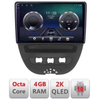 Navigatie Citroen C1 Peugeot 107 Toyota Aygo 2005-2014 Android ecran Qled 2K Octa core 4+32 KIT-C1+EDT-E410-2K v2