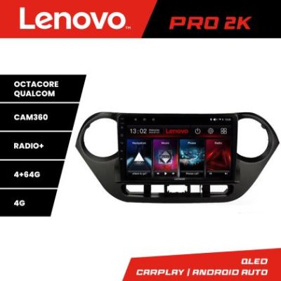 Navigatie Hyundai I10 2013-2019 Lenovo Kit-HY38 8 core QLED 2K 4+64 360 Android Waze USB Navigatie Internet Youtube Radio