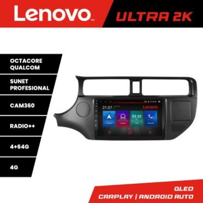 Navigatie Kia Rio 2011-2014 Lenovo Kit-rio-11 8 core QLED Qualcomm 4+64 360 Android Waze USB Navigatie Internet Youtube Radio