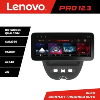 Navigatie Citroen C1 Peugeot 107 Toyota Aygo 2005-2014 Lenovo PRO 4+64 12.3 inch qled android 4G DSP gps internet  KIT-C1