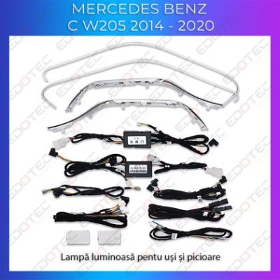 Lumini Ambientale trimuri usi picioare Mercedes C W205 control pe sistemul original sau telefon