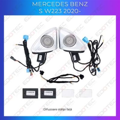 Lumini Ambientale difuzoare stalpi fata Mercedes Clasa S W223 control pe sistemul original sau telefon