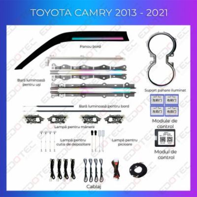 Lumini ambientale Toyota Camry 2018-2022 set complet control telefon sau sistem original