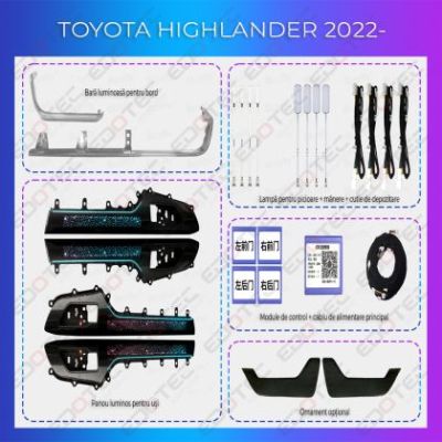 Lumini ambientale Toyota Highlander 2022 set complet control telefon sau sistem original