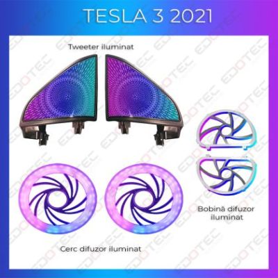 Lumini ambientale Tesla Model 3 2021 tweeter iluminat control telefon sau sistem original