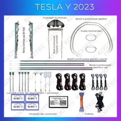 Lumini ambientale Tesla Model Y 2023 set complet control telefon sau sistem original