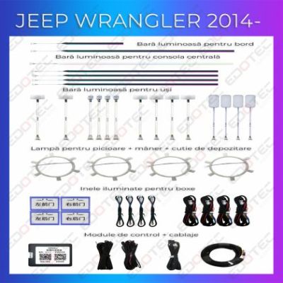 Lumini ambientale Jeep Wranger Rubicon 2014-2020 set complet control telefon sau sistem original