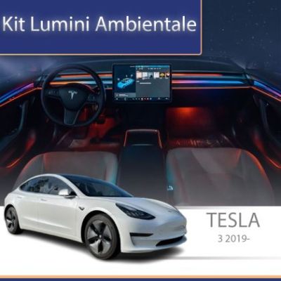 Lumini ambientale Tesla Model 3 2019-2020 set complet control telefon sau sistem original