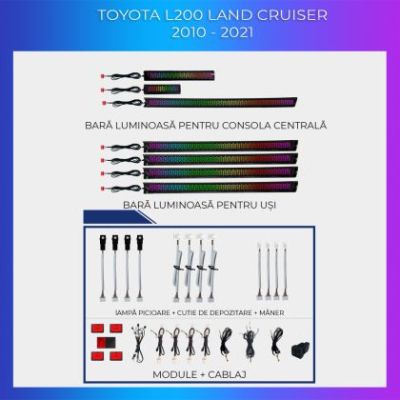 Lumini ambientale Toyota LandCruier L200 V8 2010-2021 set complet control telefon sau sistem original